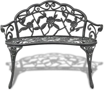 Tidyard Garden Bench 100 cm Aluminium Cast Cast Green 100 x 54 x 80 cm (L x W x H). - QUORE