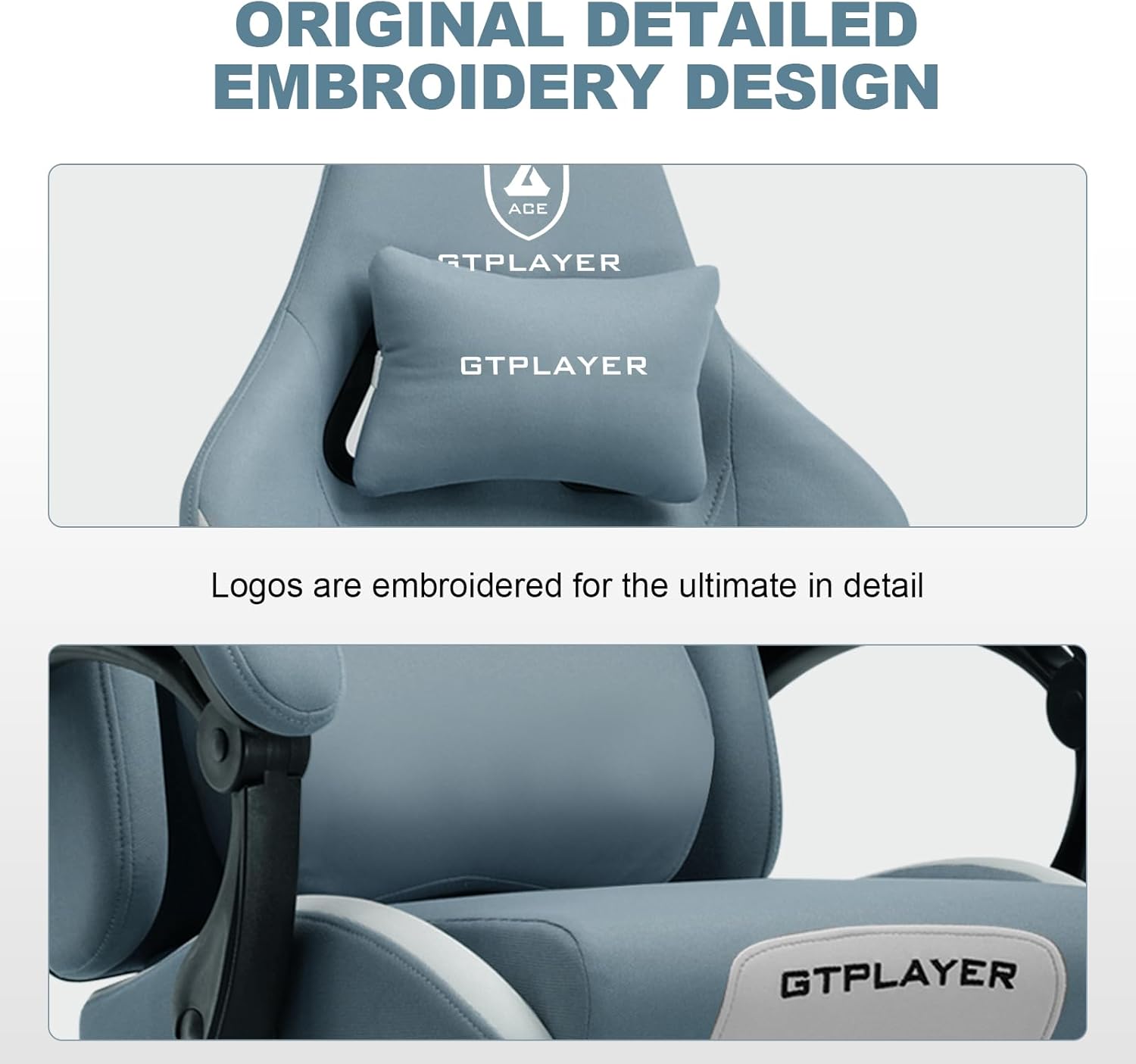 GTPLAYER Gaming Chair, Gamers Chair, Breathable Office Chair Made of High Quality Fabric, Ergonomic PC Chair, Adjustable and Swivel Office Chair with Footrest, Blue - QUORE