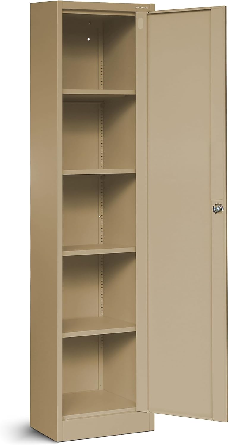 Archiefkast kantoorkast metalen kast opbergkast 4 planken vleugeldeur draaigreep poedercoating metaal 185 cm x 45 cm x 40 cm (beige)