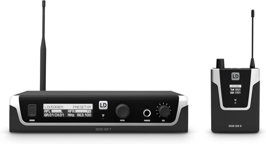 Draadloos In-Ear Monitorsysteem – In-Ear Monitor – In-Ear Monitoring – Bodypack Ontvanger – Draadloze Monitor – 863–865 MHz + 823–832 MHz – 96 Kanalen – Bereik Meer Dan 100 Meter