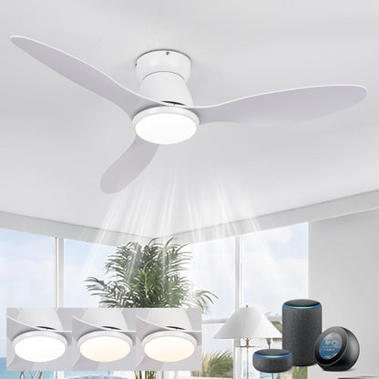 LJX Plafondventilator met intelligent licht, compatibel met Alexa, kroonluchter, ventilator, 106 cm, wit, ultrastil, DC, 6 snelheden, omkeerbaar, voor slaapkamer, woonkamer