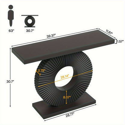 Sidetable – Consoletafel – Wandtafel – Haltafel – Bijzettafel – Modern – Hout – 101,6 cm – Geometrisch Onderstel – Smal Langwerpig Design – Zwart