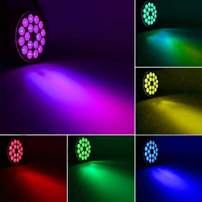 Led-schijnwerper, 200 W, 18 leds, podiumlicht, discolicht, 8 kanalen, led, RGBW, DMX Strobe, geluid, actieve modus, verlichting DJ, lichteffect voor show, bar, KTV, party, Halloween, 4 stuks