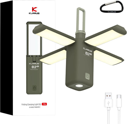 KLARUS CL2 Pro campinglamp 14000mAh supergrote capaciteit, vrij opvouwbare oplaadbare LED-campinglantaarn, 750 lumen, 8 lichtmodi Ideaal voor cadeau, kamperen, noodpakketten en reizen