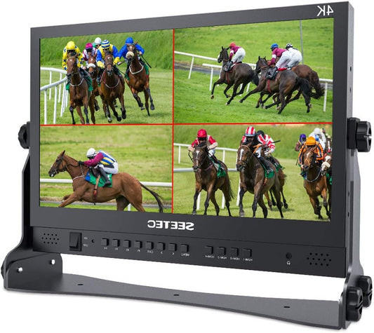 SEETEC ATEM156 15.6 Inch Live Streaming Broadcast Director Monitor with HD 1920x1080 IPS,Rec.709 Color Gamut,4 HDMI Input Quad Split Display for Studio Television Production - QUORE