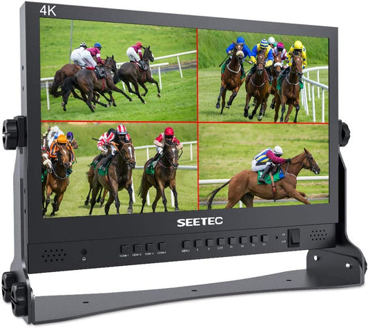 SEETEC ATEM156 15.6 Inch Live Streaming Uitzending Directeur Monitor met HD 1920x1080 IPS,Rec.709 Color Gamut,4 HDMI-Ingang Quad Split Display voor Studio Televisieproductie