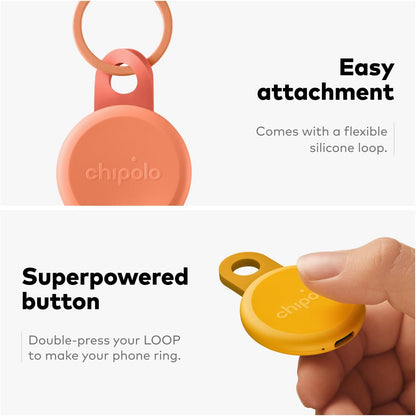Chipolo LOOP-Oplaadbare Bluetooth tracking tag item locator voor sleutels & tassen, Apple Zoek mijn - compatibel of Google Vind plek, Laat telefoon rinkelen (4 Pack (Mix))