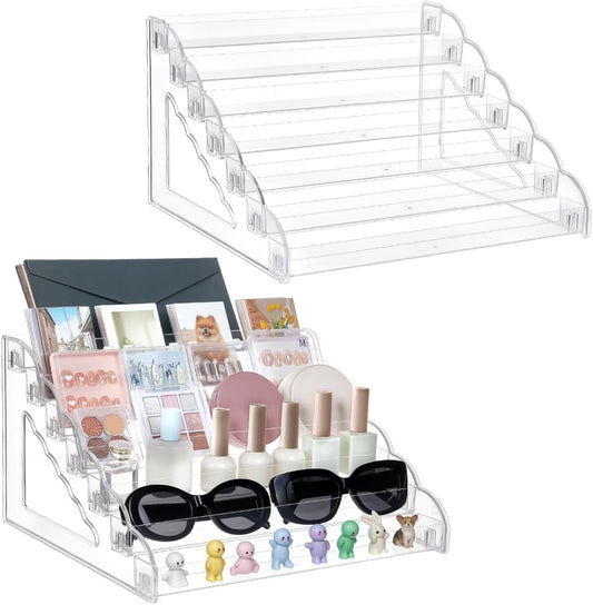 Acryl Displaystandaard – Displayhouder – Kaartenhouder – Pinnenhouder – Stickerhouder – Set van 2 – 7-Laags – Transparant Acryl