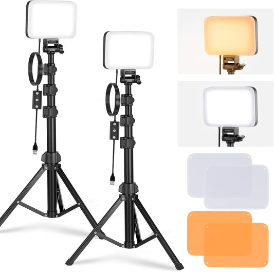 LED Videoverlichtingsset – Videolamp, Studiolamp, Paneellamp, Fotolamp – 2-Pack Met Statieven & Filters – Bi-Color 3200K-5600K – CRI 95, 10 Dimbare Niveaus