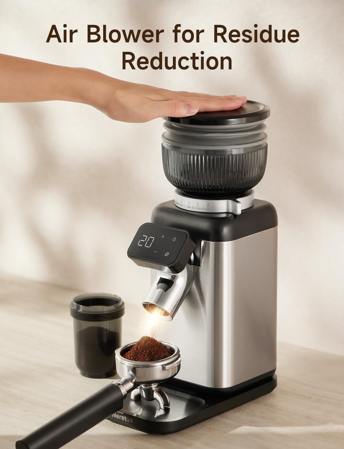 Elektrische koffiemolen – Koffiemolen – Koffiemaler – Espressomolen – Koffiegrinder – Afneembare houder voor zeefdrager en houder – Direct malen en netjes opvangen