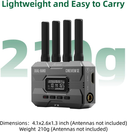 Accsoon CineView SE draadloze videozender alleen dual-band transmissie, bereik van 1200 ft/350m, latentie 0.05s & 1080P HD-video, HDMI en SDI, ondersteuning 4 apparaten