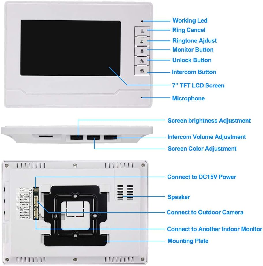 KDL Heimat 7 inch RFID video deurbel intercom deurtelefoon systeem 2 monitoren met 1 IR camera Nachtzicht 800x480 Hoge resolutie voor meerdere appartementen / gezinnen