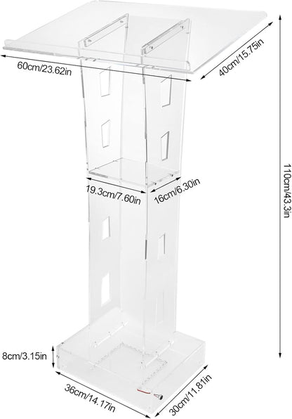 LED Transparent Acrylic Podium Mobile Church Standing Desk Portable Tasty Desk School Event Conference Clear Lectern Desk Stage Master of Ceremonies Clear Chancel Event - QUORE