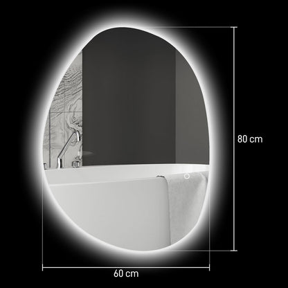Badkamerspiegel – LED Spiegel – Verlichte Spiegel – Dimbare Spiegel – Wandspiegel – Anti-Condensfunctie – 80 x 60 cm Gehard Glas