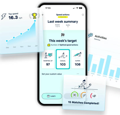 Playermaker Smart Football Tracker for Cleats, 25+ Technical & Physical Football Training Metrics, 12 Month Access to Playermaker Technology App Included, Next-Level Precision Beyond GPS Trackers