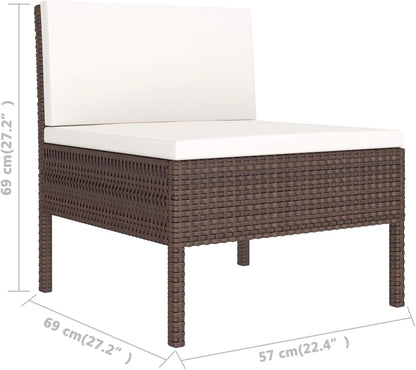 Gecheer 2-Piece Garden Furniture Set Lounge Furniture Garden Patio Furniture Garden Lounge Set with Cushions Balcony Lounge Sofa Garden Garden Set Sitting Centre Sofa Poly Rattan Brown - QUORE