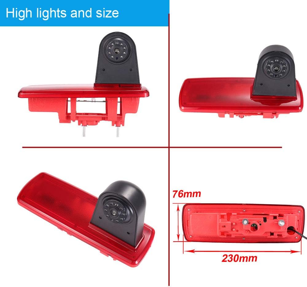 HD Transporter parkeerhulp, remlicht, achteruitrijcamera met instelbare hoek, vervanging voor Fiat Talento box/Opel Vauxhall Vivaro/Renault Trafic/Nissan NV300 (achteruitrijcamera + 4,3 inch monitor)