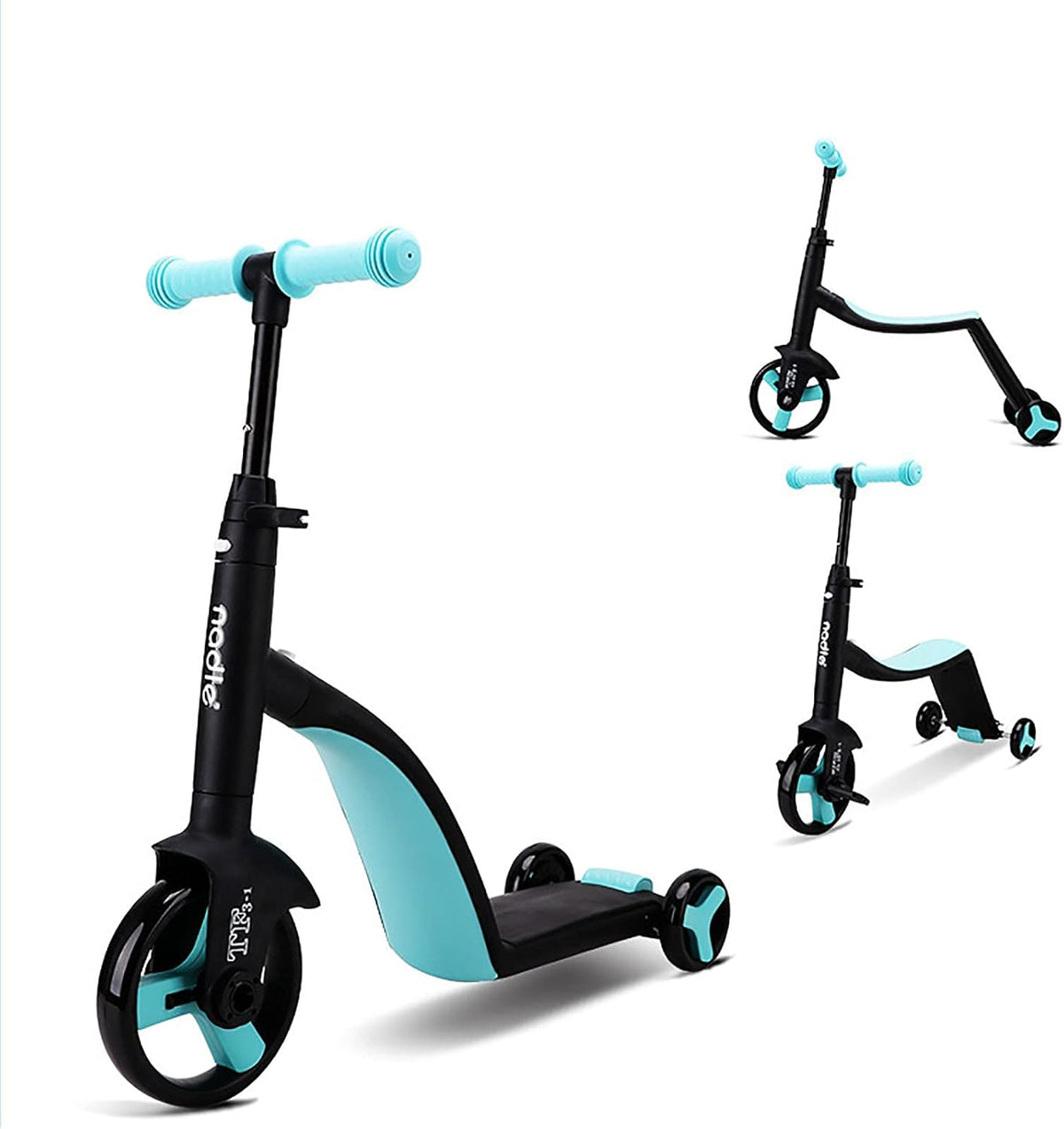 Children's Scooter, driewieler, multifunctionele kinderen balans scooter, drie-in-one kinderen scooter, geschikt voor jongens en meisjes van 1-6,Blauw