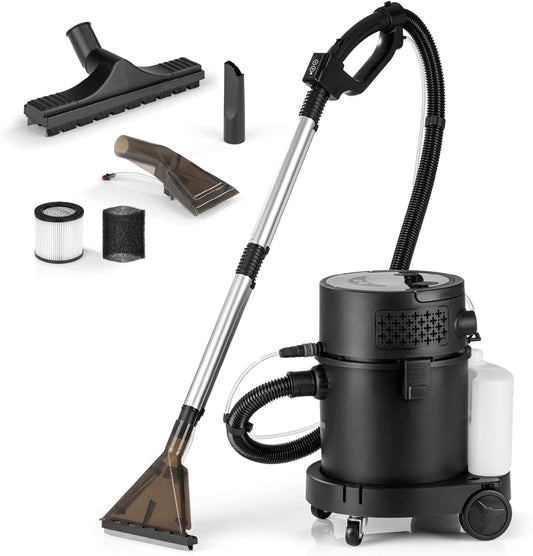 Spuit- en waszuiger voor hygiënische reinheid tot in de vezeldiepte, incl. shampoo, verwijdert hardnekkige vlekken en droogt snel, ideaal voor tapijten, harde vloeren en stoffering, 1200 watt