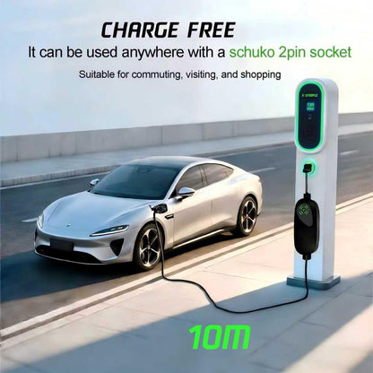 EV-lader – Elektrische Autolader – Laadadapter – Oplader – Schuko Lader – Instelbare Laadstroom – 10 Meter Kabel