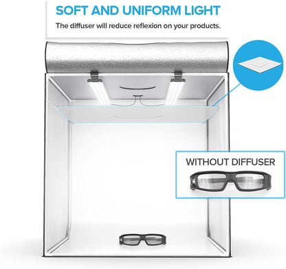 HAVOX - HPB-80D Fotoatelier - Draagbare softbox met twee kantelbare LED-strips – Lichtbak van 80x80x80cm - 5500K verlichting - 13.000 lumen - Anti-glans systeem