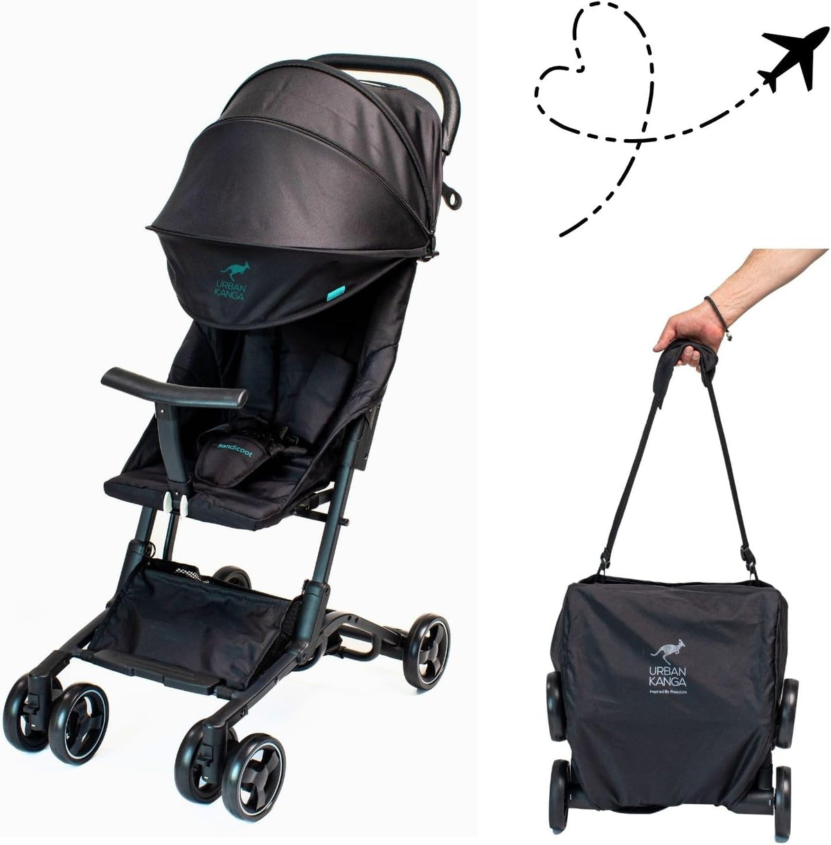 Urban Kanga Bandicoot – Lichtgewicht Reisbuggy Cabineformaat – Compact Inklapbaar – Geschikt tot 22 kg