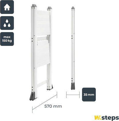 WIBE LADDERS, VIKINGSTEP Color, trapladder MIDI, 728402, extreem compacte trapladder in wit gelakt