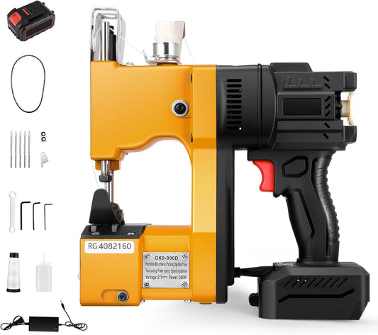 Draagbare naaimachine 50.000 mAh naaimachine voor snijden en naaien, professionele naaimachine voor plastic zak van rijstpapier met gevlochten slangenleren zak