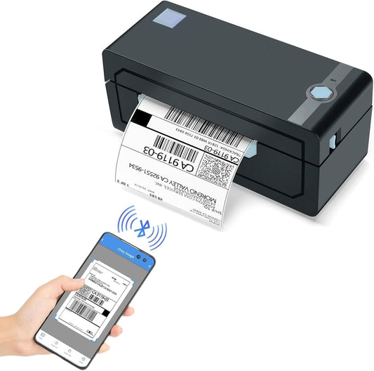 JADENS Bluetooth Thermal Monochrome Label Printer, 4x6 Shipping Label Printer, Compatible with Android&iPhone and Windows, Widely Used for Hermes, Royal Mail, Amazon, Shopify, Ebay