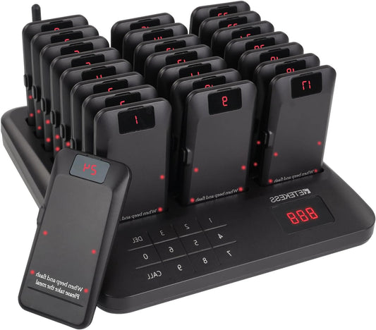 Retekess TD157P Call System, Call System Restaurant, Outdoor 800M, 39 Call Modes, 300mAh Battery 24 Hours, Pager System, for Food Courts, Playgrounds, Shopping Malls (24 pagers) - QUORE