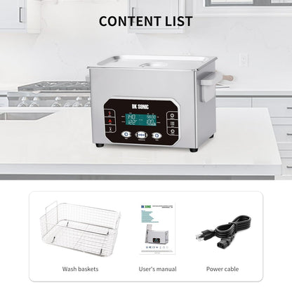 DK SONIC Professionele Ultrasone Reiniger 4L, 120W Precisie Ultrasone Sieradenreiniger met Intelligente Touchbediening, Vijf Standen voor Brillen, Kettingen, Horloges, Munten (Inclusief Mandje)