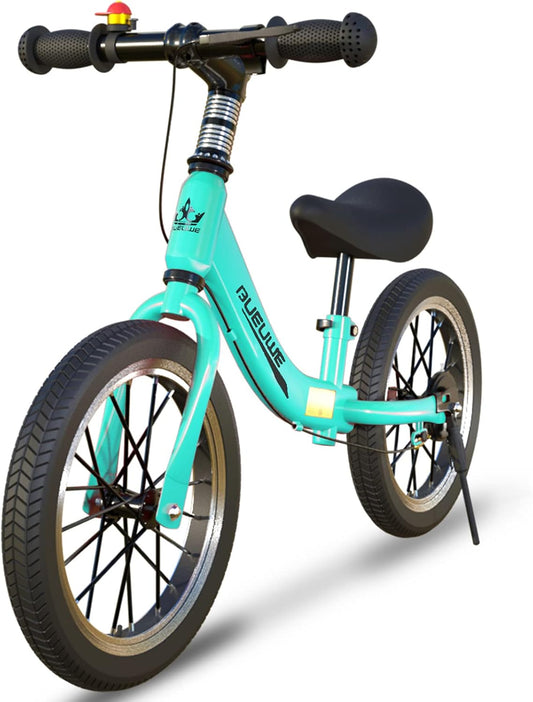 16 Inch Loopfiets Voor Kinderen Van 5-8 Jaar, Loopfiets Met Remmen, Verstelbaar Zadel, Lichtgewicht Koolstofstalen Frame Met Beugel, Stabiel En Duurzaam,Groen