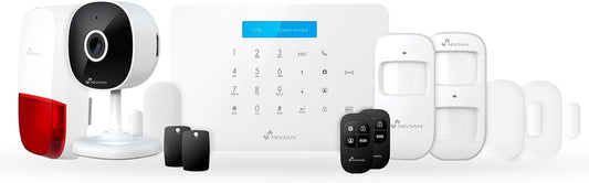 Nivian Alarmsysteem voor thuis en bedrijf, zonder maandelijkse kosten, wifi/GSM-alarmset, afstandsbediening via Tuya-app, eenvoudige installatie zonder kabel, tot 60 detectoren
