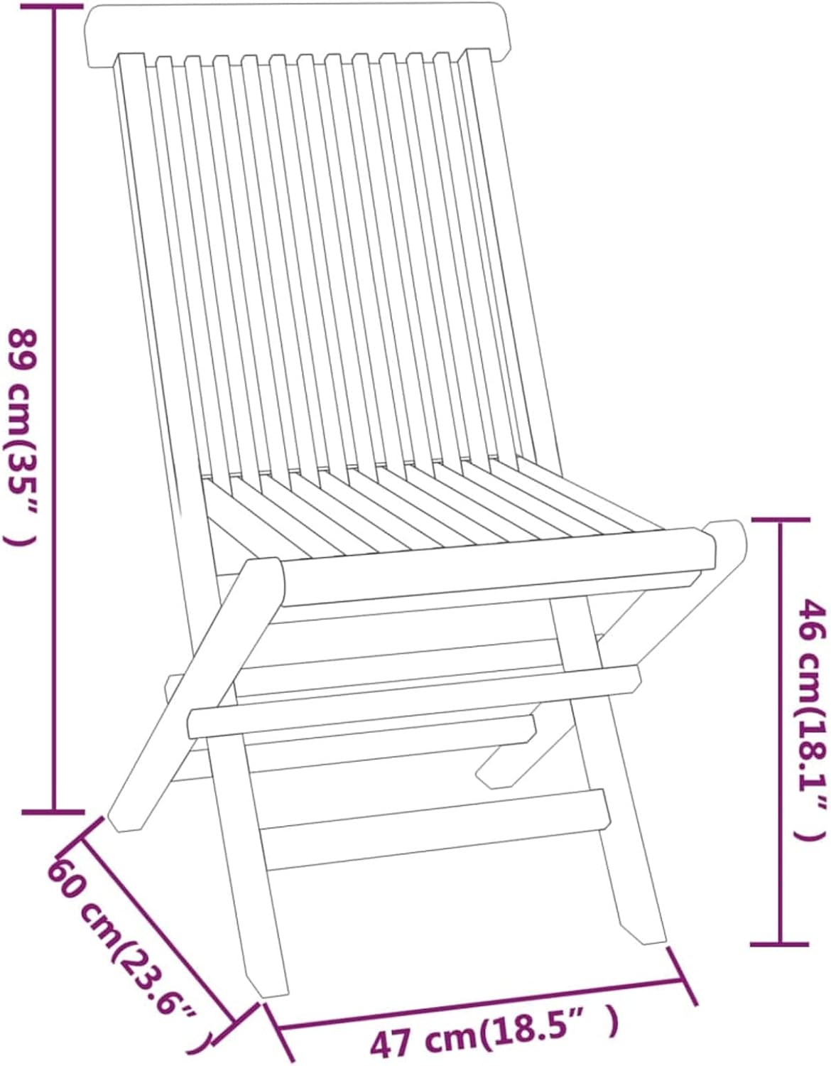 Tidyard Set of 3 for Dining Room, Bistro, Garden, Collapsible Teak Wood, Wooden Table and Garden Chairs, Square Table and 2 Folding Outdoor Chairs, Wooden - QUORE