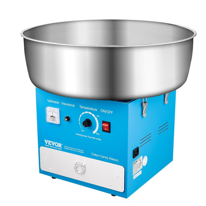 VEVOR 1000 W Electric Cotton Candy Maker with Stainless Steel Holder 52 cm Sugar Spoon and Tray for Birthdays and Family Celebrations Blue 520 x 520 x 447 mm