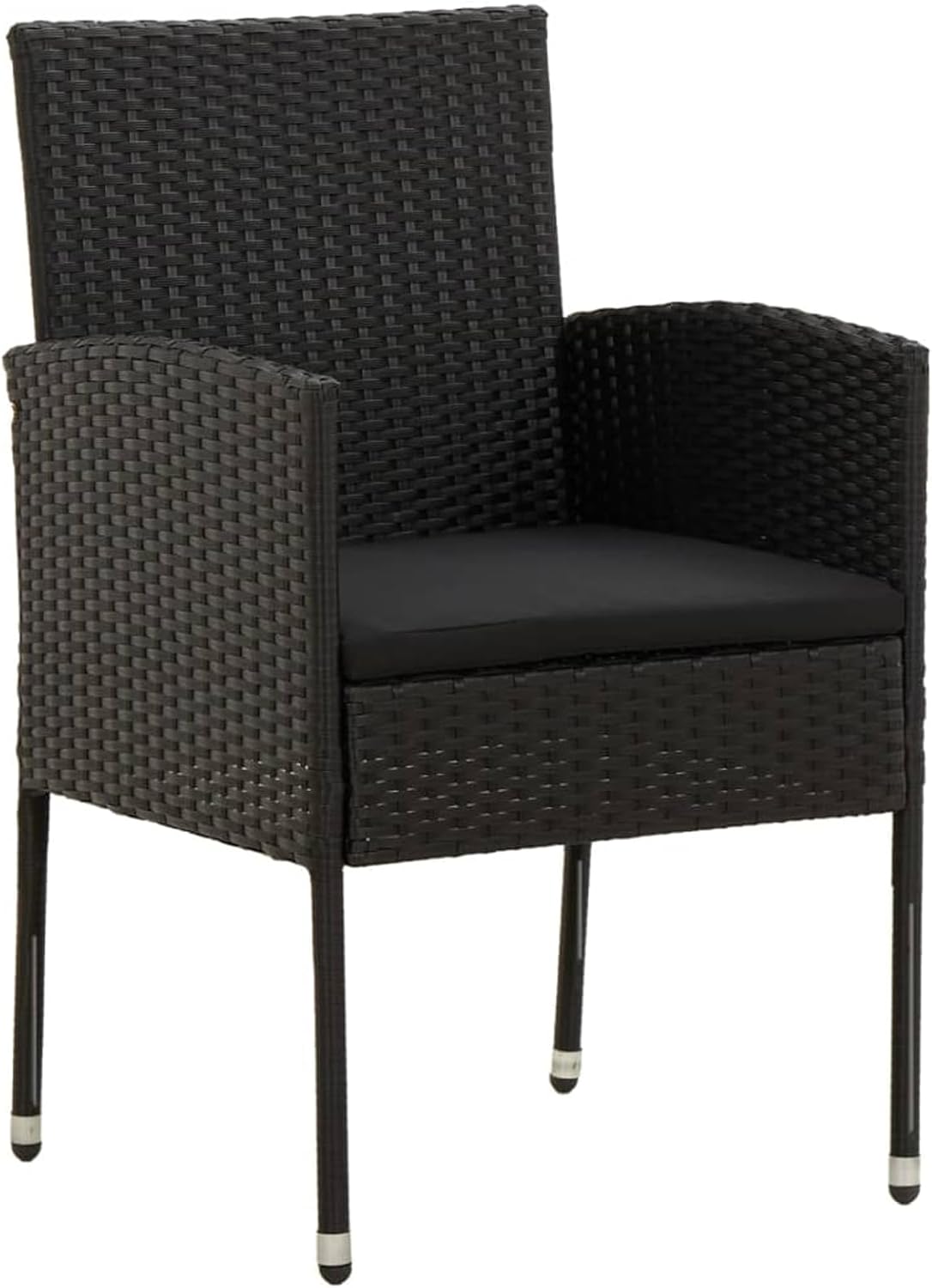Tidyard Eetkamerset voor tuin, 5 stuks, van polyrotan zwart, tafel en stoelen, tuinmeubelset, eetkamer voor buiten, tafel en tuinstoelen, set voor buiten, van rotan - QUORE