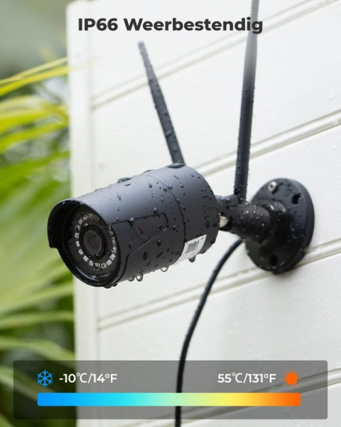 Beveiligingscamera - WiFi-beveiligingscamera - Camerabewaking - Draadloos - voor Buiten - 2.4-5GHz WiFi - CCTV - IP-camera - met Persoon - Voertuigdetectie - IP66 - Nachtvisie - met Bewegingsdetectie - Micro-SD Kaartsleuf - Timelapse - Zwart