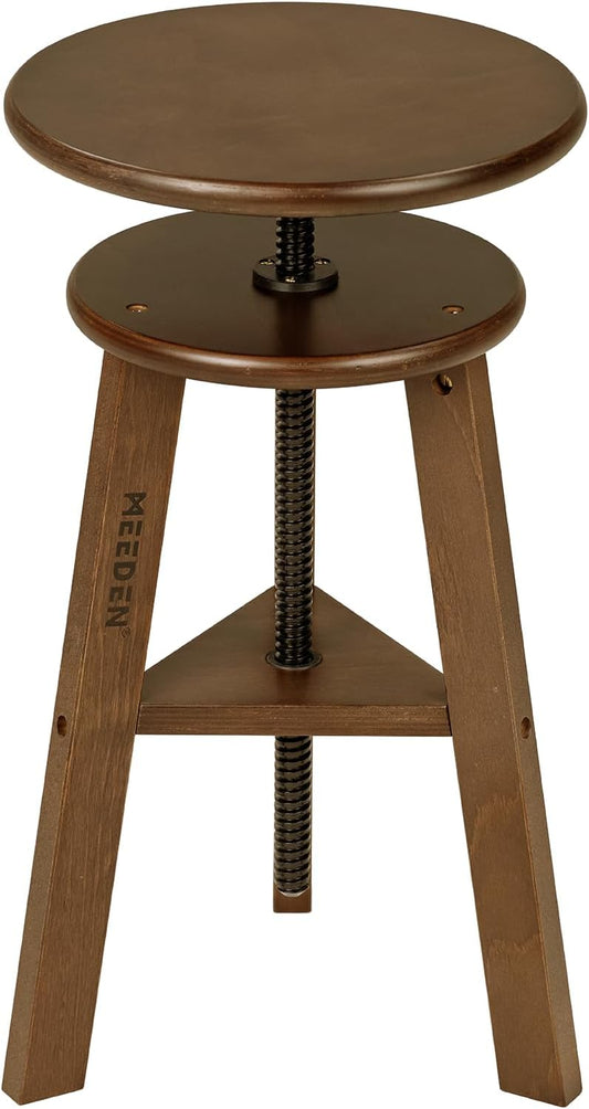 MEEDEN Walnoot tekentruk met massief beukenhout, in hoogte verstelbare kunstenaarskruk, studio-kruk, houten barkruk, keukenkruk, kantoorkruk, perfect voor studio, thuisgebruik, bars
