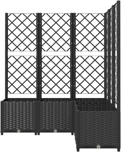 vidaXL Planter with trellis 120x120x136 cm polypropylene black, plant container, flower box, flower bed, flower bed, planter with trellis - QUORE