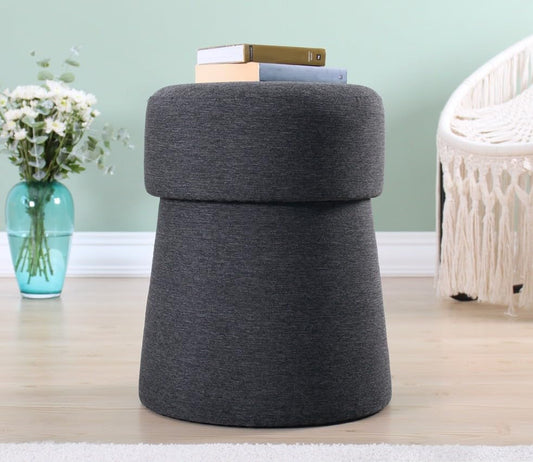Stijlvolle poef in donkergrijs, 50 cm hoogte x 40 cm diepte, 50% katoen en 50% linnen, 6 cm orthopedische spons | PVC gecoate verborgen legs, modern bohemian design