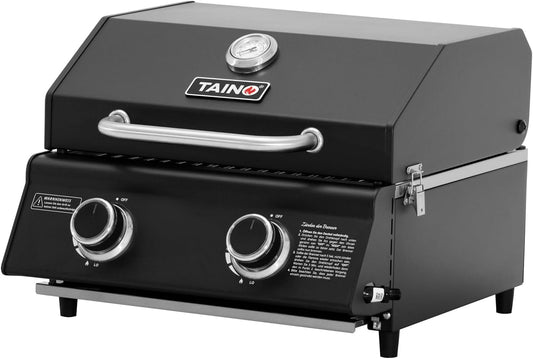 TAINO Platinum Compact Dark Table Grill 2 Burners Gas Grill Compact Camping Mini Grill Portable BBQ - QUORE