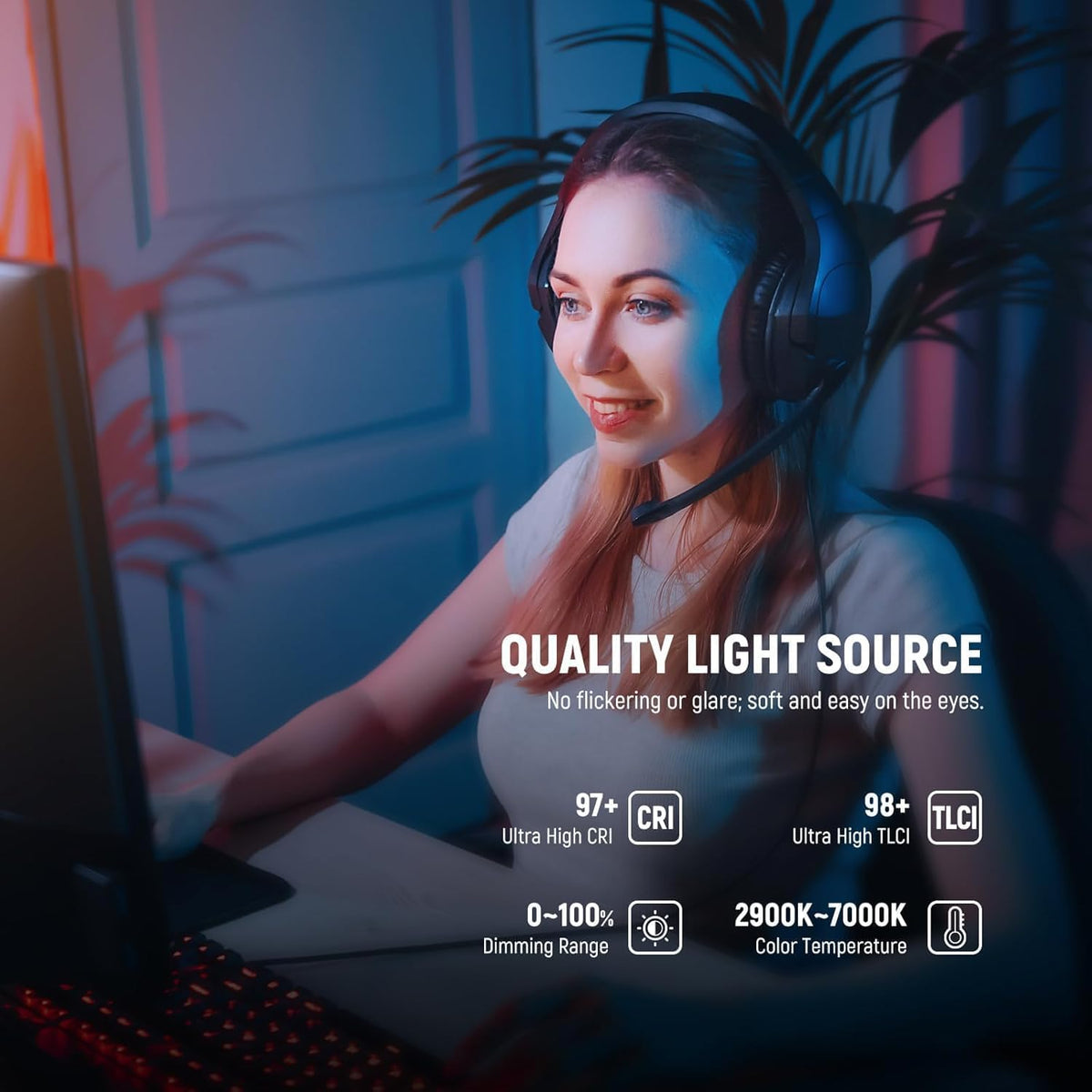 NEEWER 15,5 inch Streaming Light Key Light, CRI97+ klem voor fotoverlichting op led-paneel, 2,4 GHz PC/Mac iOS/Android APP Control, compatibel met Elgato Stream Deck voor video, GL1 Pro, zwart