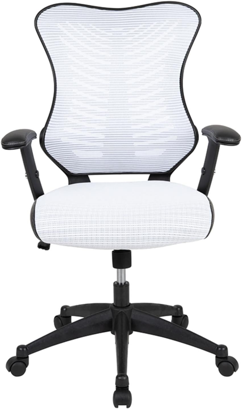 Flash Furniture High Back Designer White Mesh Executive Swivel Ergonomische bureaustoel met verstelbare armen, 65,75 cm B x 64 cm D x 99 cm H