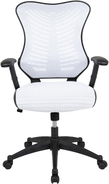 Flash Furniture High Back Designer White Mesh Executive Swivel Ergonomische bureaustoel met verstelbare armen, 65,75 cm B x 64 cm D x 99 cm H