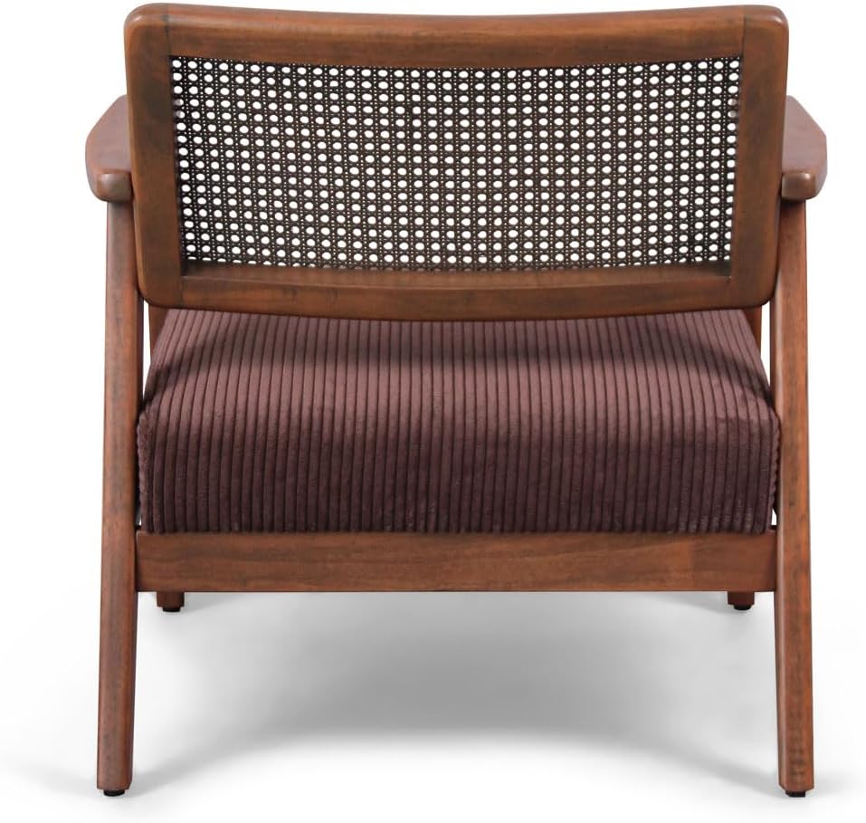 FRANKYSTAR Boca chair made of parawood solid wood with polyrattan cushions and corduroy seat