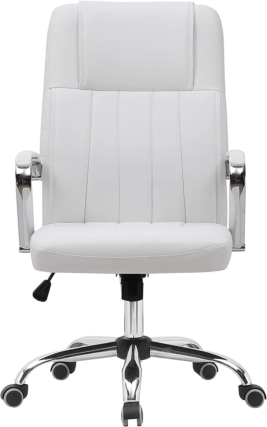 Gardenia Bureaustoel van xenon-kunstleer, verchroomd, wit, 59 x 67 x 105/113
