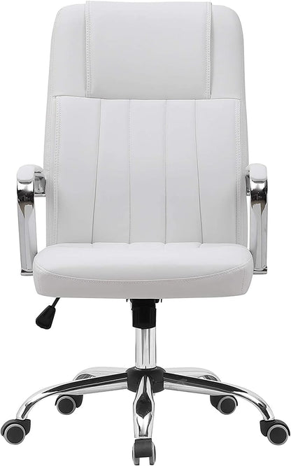 Gardenia Bureaustoel van xenon-kunstleer, verchroomd, wit, 59 x 67 x 105/113