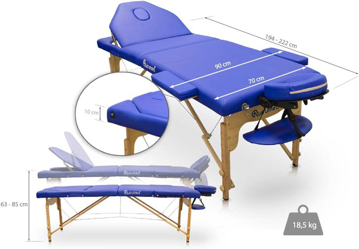Massagetafel – Massagebed – Behandeltafel – Massagebank – Behandelingstafel – Zwart 194 x 70 cm – In Hoogte Verstelbaar – Inklapbare Rugleuning