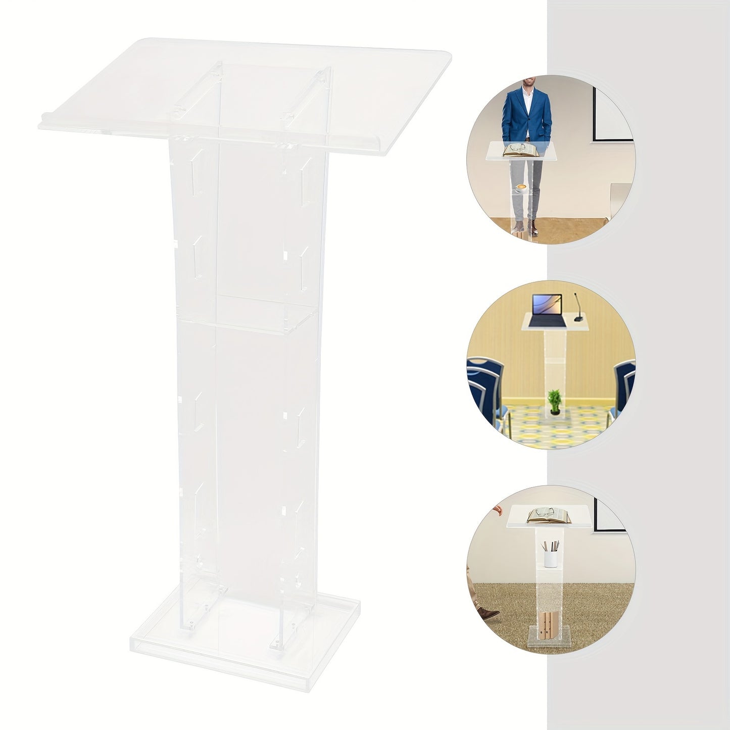 Spreekgestoelte – Lessenaar – Podium – Lezenaar – Katheder – Transparant Acryl – Lichtgewicht & Met Opslagplank – 110x60x40 cm