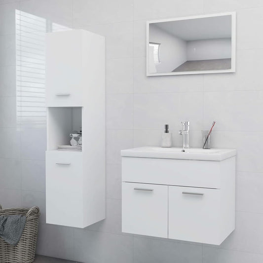 Gecheer Bathroom Furniture Set 4 Piece Storage Bathroom Cabinet Laundry Room Cabinet Rack Furniture Set White Chipboard Bathroom Furniture Sets - QUORE